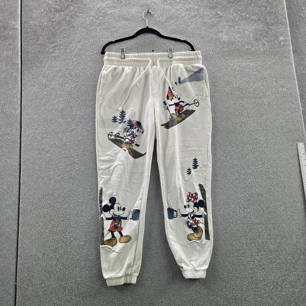 Disney Women Sleepwear L White Pajama Pants Graphic Print Sweatpants READ